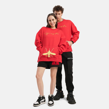 Urban Cheetah Oversized Fleece Sweatshirt in Red - Womens - Crazy Mosquitoes