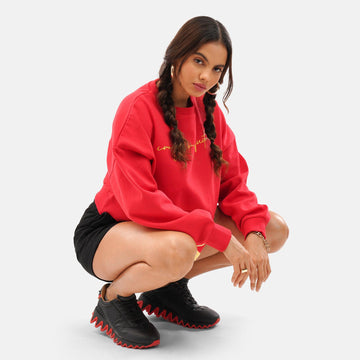 Urban Cheetah Oversized Fleece Sweatshirt in Red - Crazy Mosquitoes