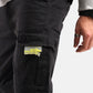 Washed Straight Fit Cargos in Black - Crazy Mosquitoes