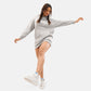 Worldwide Long Fleece Hoodie in Grey Melange - Crazy Mosquitoes
